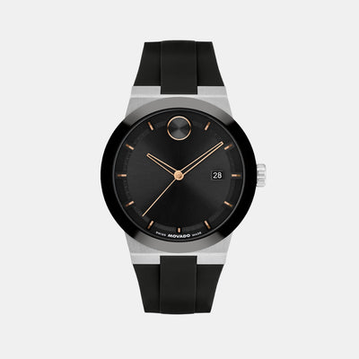 Bold Men Quartz Black Dial Analog Silicone Watch 3601079