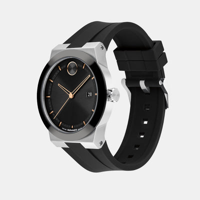 Bold Men Quartz Black Dial Analog Silicone Watch 3601079