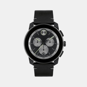 Bold Men Quartz Black Dial Chronograph Leather Watch 3601092