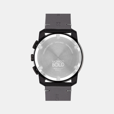 Bold Men Quartz Black Dial Chronograph Leather Watch 3601092