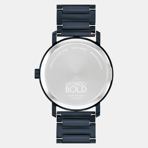 Bold Men Quartz Blue Dial Analog Stainless Steel Watch 3601097