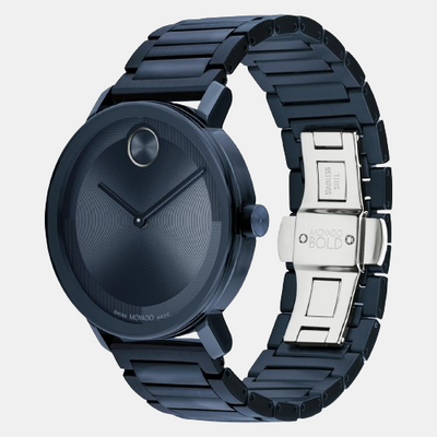 Bold Men Quartz Blue Dial Analog Stainless Steel Watch 3601097