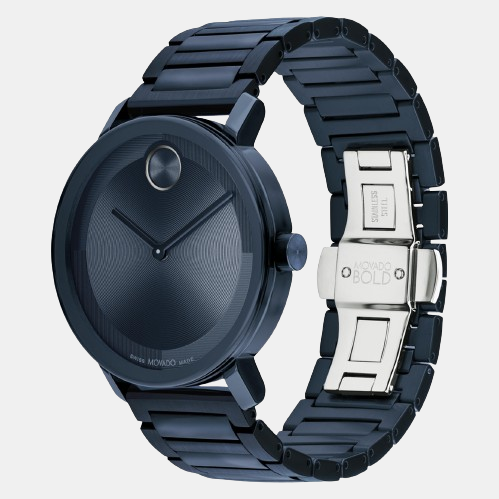 Bold Men Quartz Blue Dial Analog Stainless Steel Watch 3601097