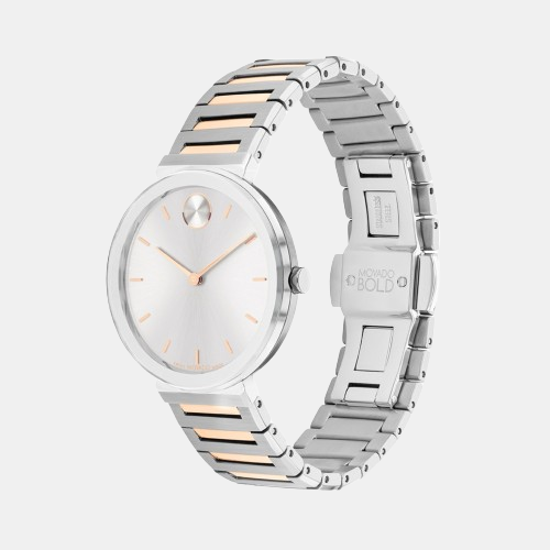 Bold Women Quartz Silver Dial Analog Stainless Steel Watch 3601146