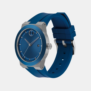 Bold Men Quartz Blue Dial Analog Silicone Watch 3601192