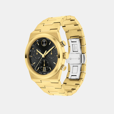 Bold Quest Men Quartz Black Dial Chronograph Stainless Steel Watch 3601198