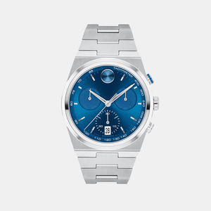 Bold Men Quartz Blue Dial Chronograph Stainless Steel Watch 3601199