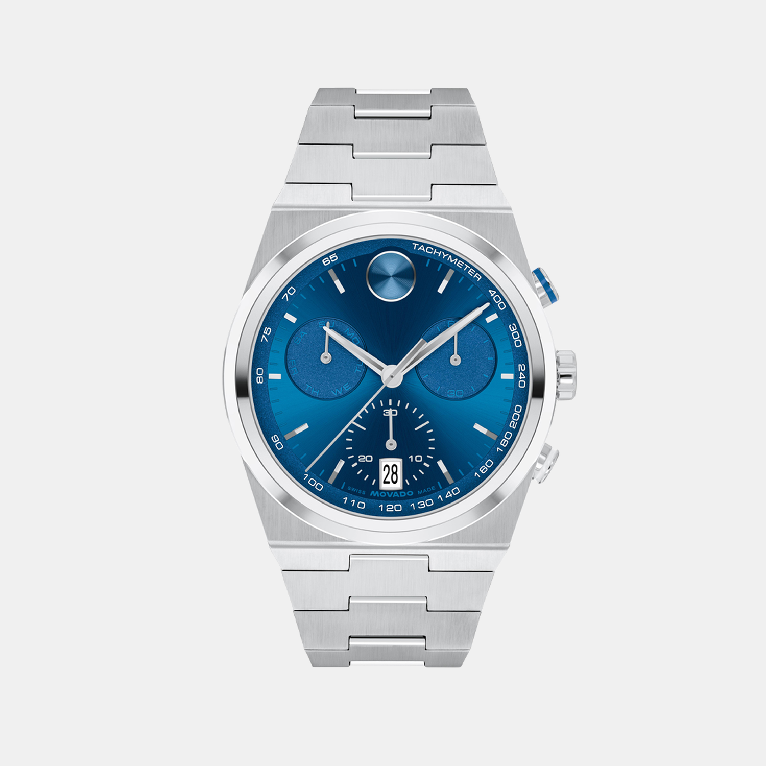 Bold Men Quartz Blue Dial Chronograph Stainless Steel Watch 3601199