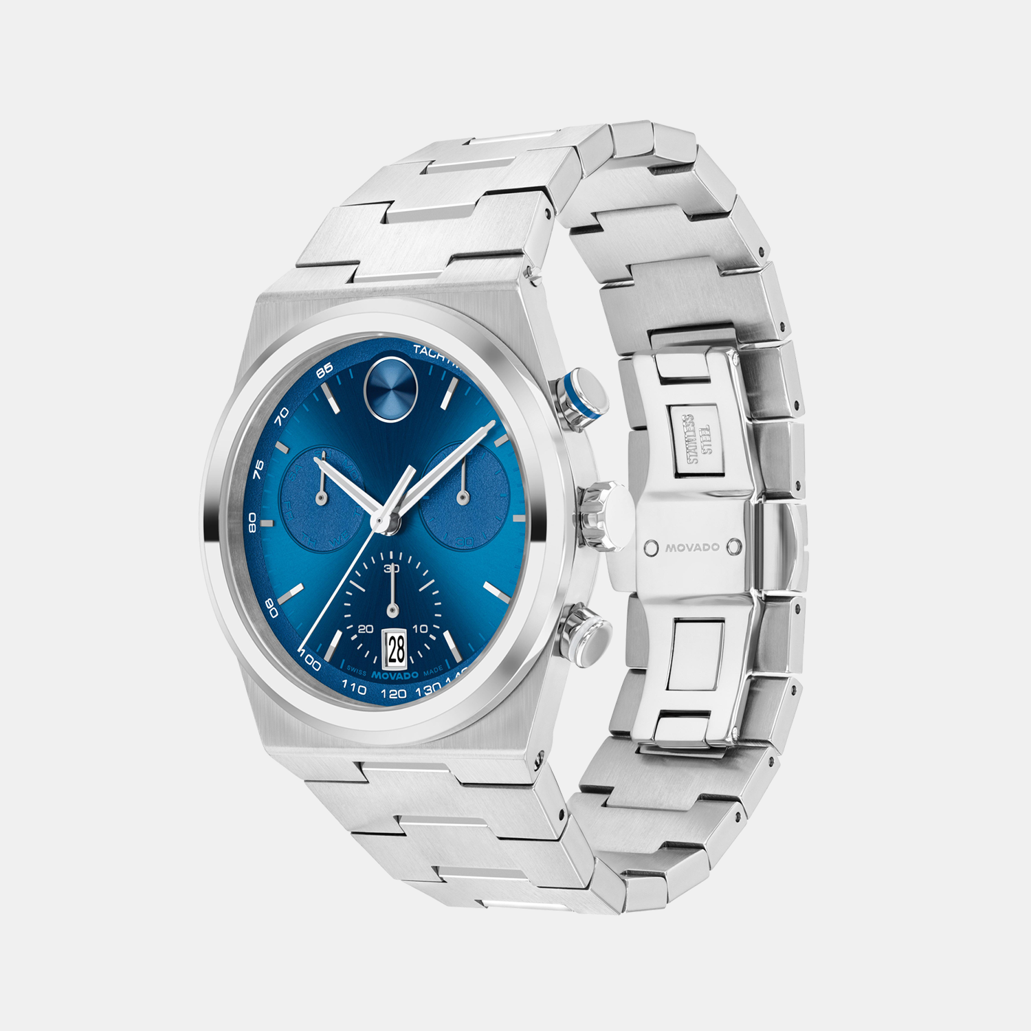 Bold Men Quartz Blue Dial Chronograph Stainless Steel Watch 3601199