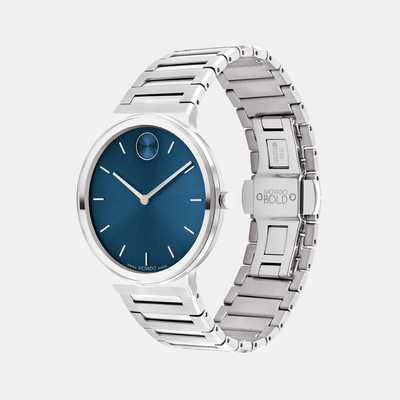 Bold Men Quartz Blue Dial Analog Stainless Steel Watch 3601201