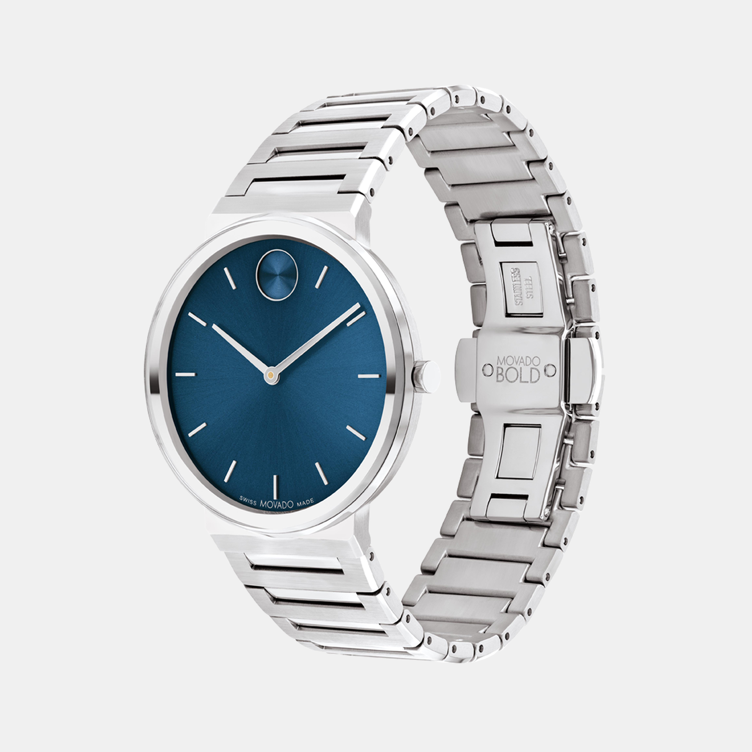 Bold Men Quartz Blue Dial Analog Stainless Steel Watch 3601201