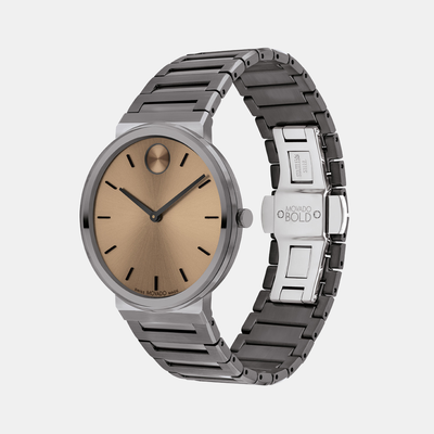 Bold Men Quartz Clay Dial Analog Stainless Steel Watch 3601202