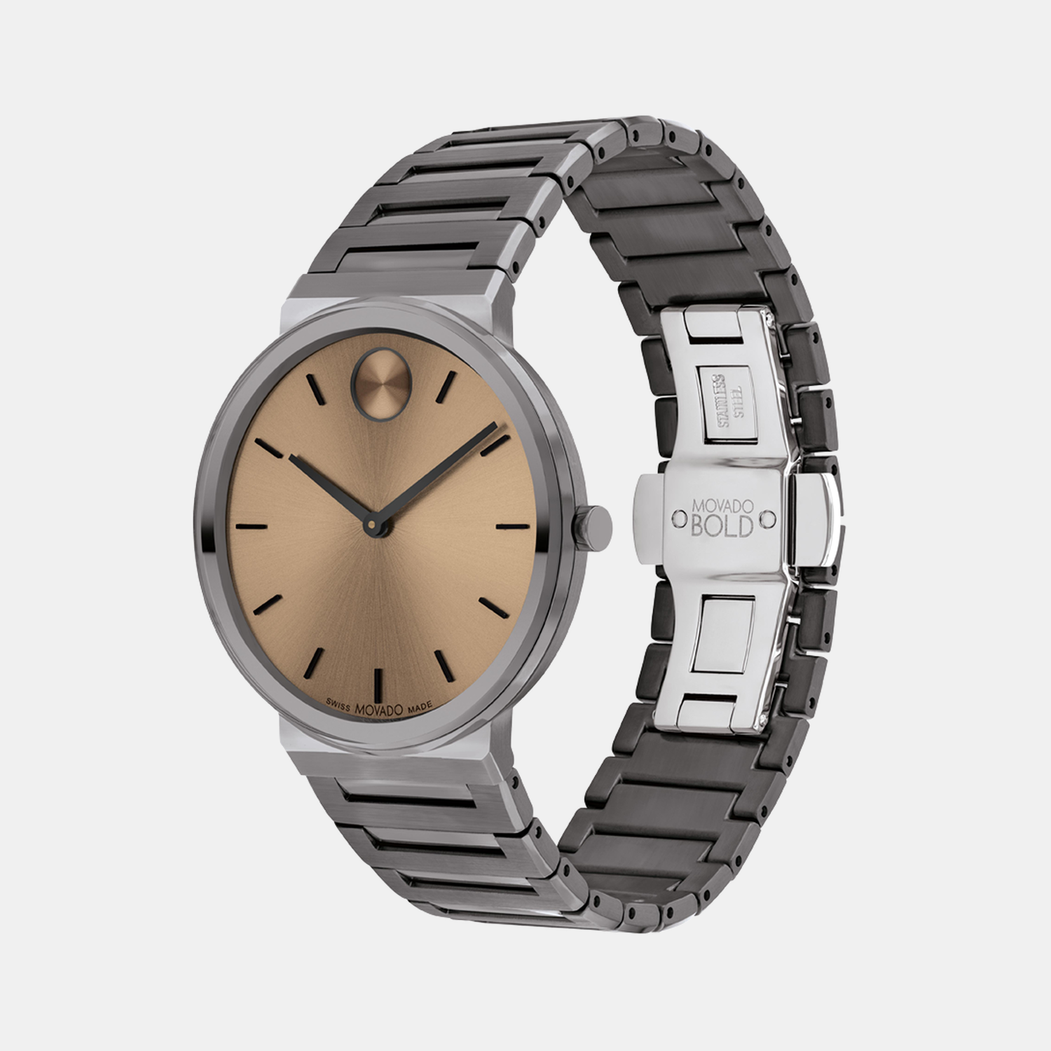 Bold Men Quartz Clay Dial Analog Stainless Steel Watch 3601202