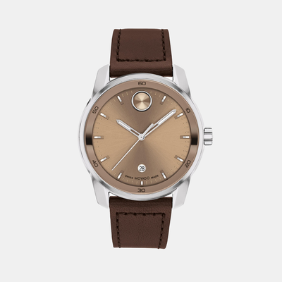 Bold Men Quartz Brown Dial Analog Leather Watch 3601206