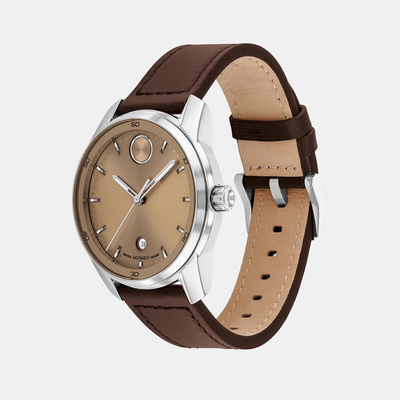 Bold Men Quartz Brown Dial Analog Leather Watch 3601206