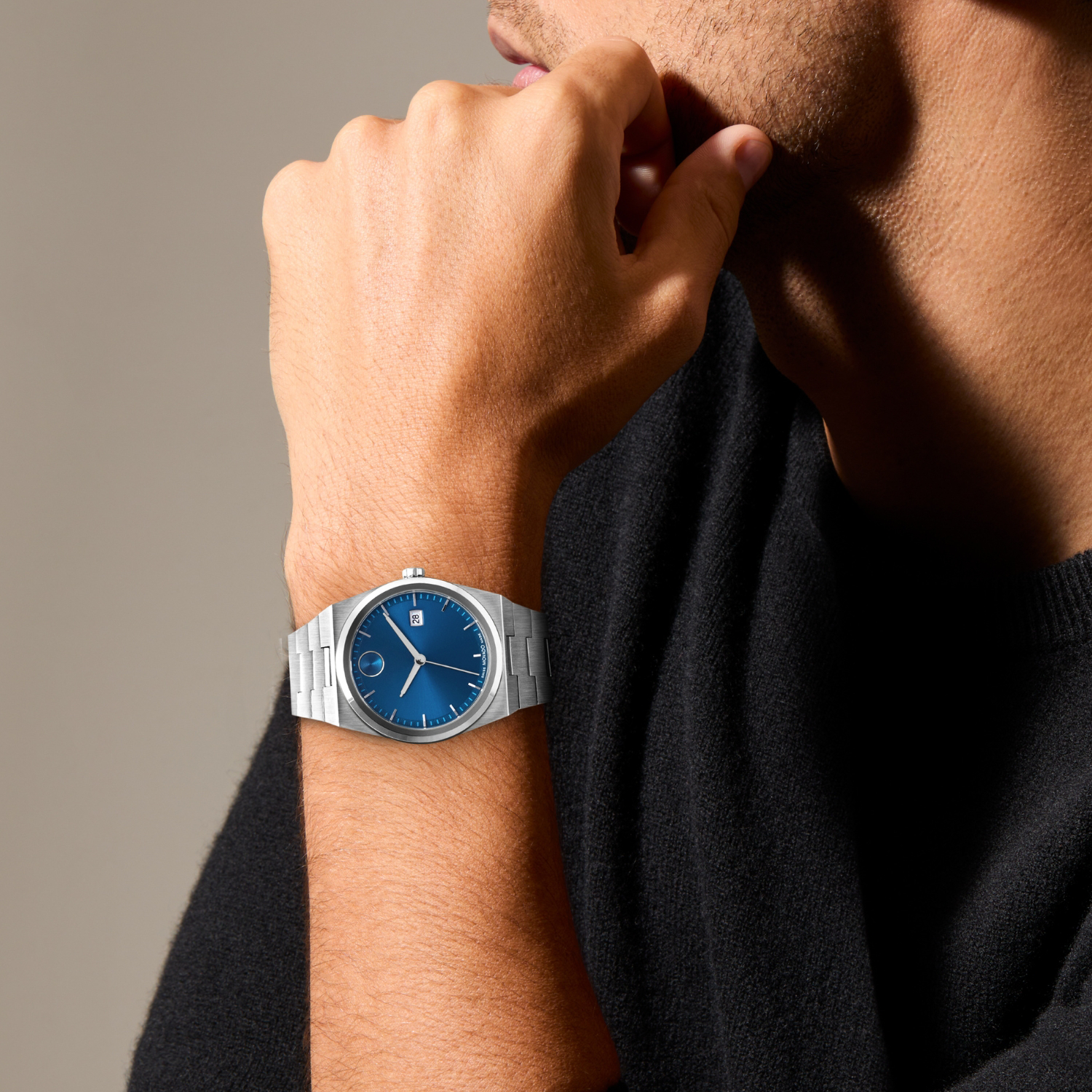 Bold Men Quartz Blue Dial Analog Stainless Steel Watch 3601221