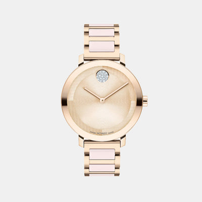 Bold Women Quartz Rose Gold Dial Analog Stainless Steel Watch 3601237