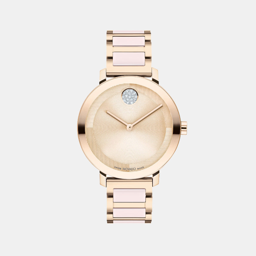 Bold Women Quartz Rose Gold Dial Analog Stainless Steel Watch 3601237
