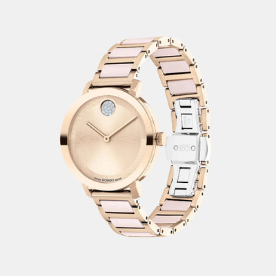 Bold Women Quartz Rose Gold Dial Analog Stainless Steel Watch 3601237