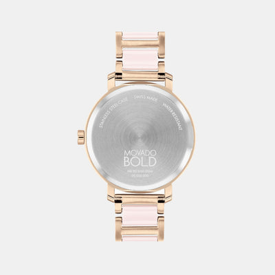 Bold Women Quartz Rose Gold Dial Analog Stainless Steel Watch 3601237