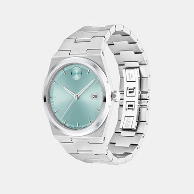 Bold Men Quartz Blue Seafoam Dial Analog Stainless Steel Watch 3601243