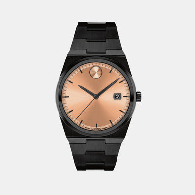 Bold Men Quartz Rose Gold Dial Analog Stainless Steel Watch 3601244
