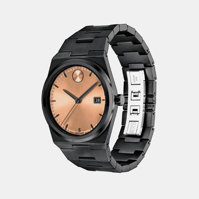 Bold Men Quartz Rose Gold Dial Analog Stainless Steel Watch 3601244