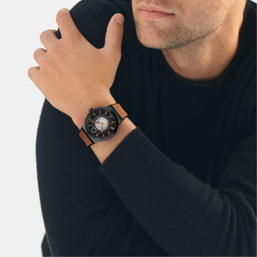 Bold Men Automatic Black Dial Analog Rubber Watch 3601248