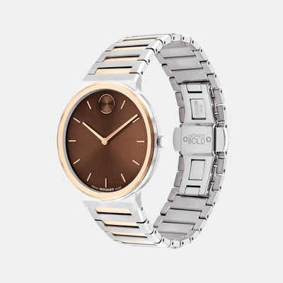 Bold Men Quartz Caffeine Dial Analog Stainless Steel Watch 3601267