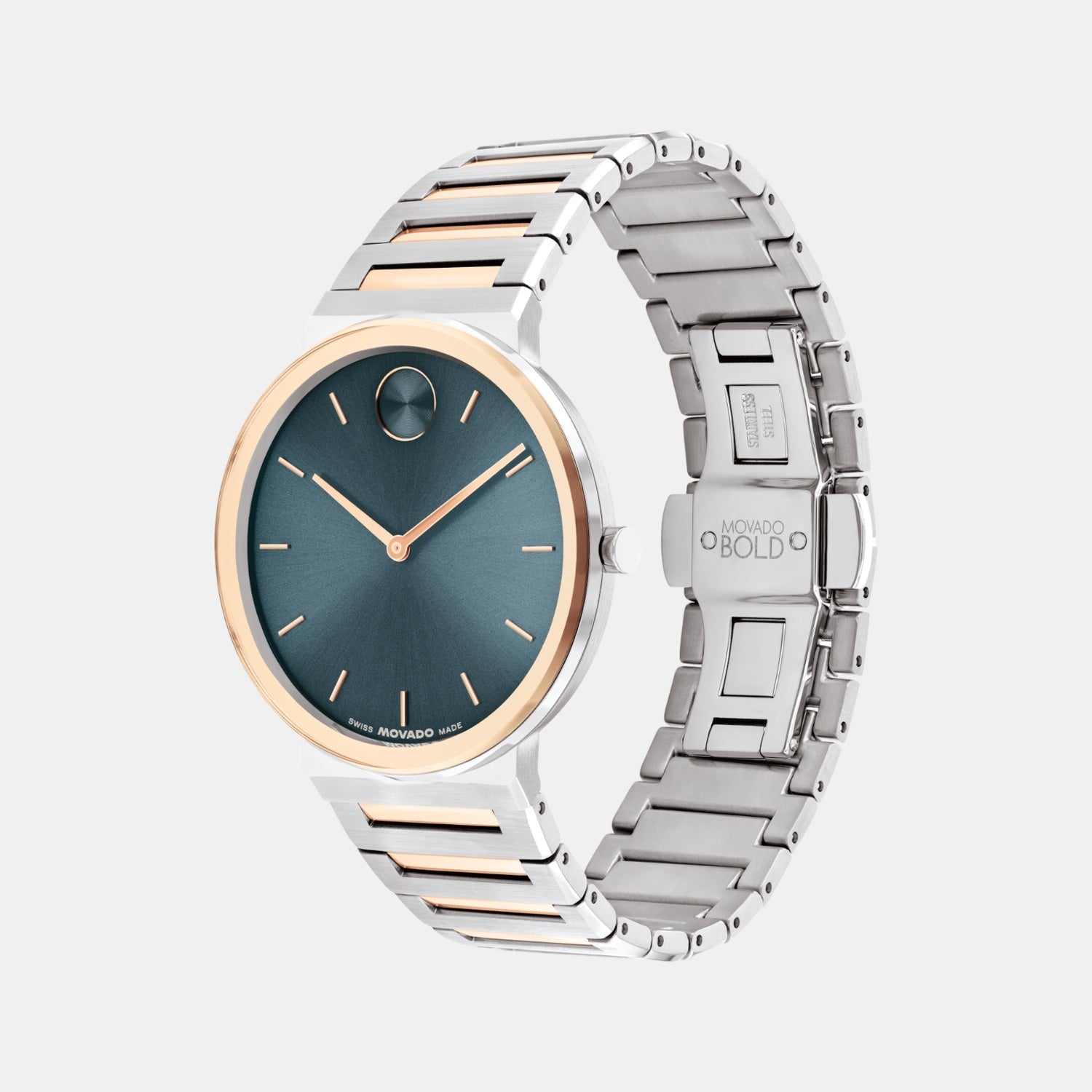 Bold Men Quartz Teal Dial Analog Stainless Steel Watch 3601268