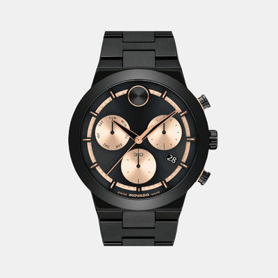 Bold Fusion Men Quartz Black Dial Chronograph Stainless Steel Watch 3601282
