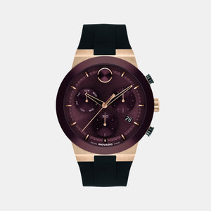Bold Fusion Men Quartz Cherry Dial Chronograph Silicone Watch 3601332