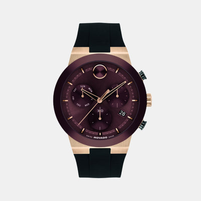 Bold Fusion Men Quartz Cherry Dial Chronograph Silicone Watch 3601332