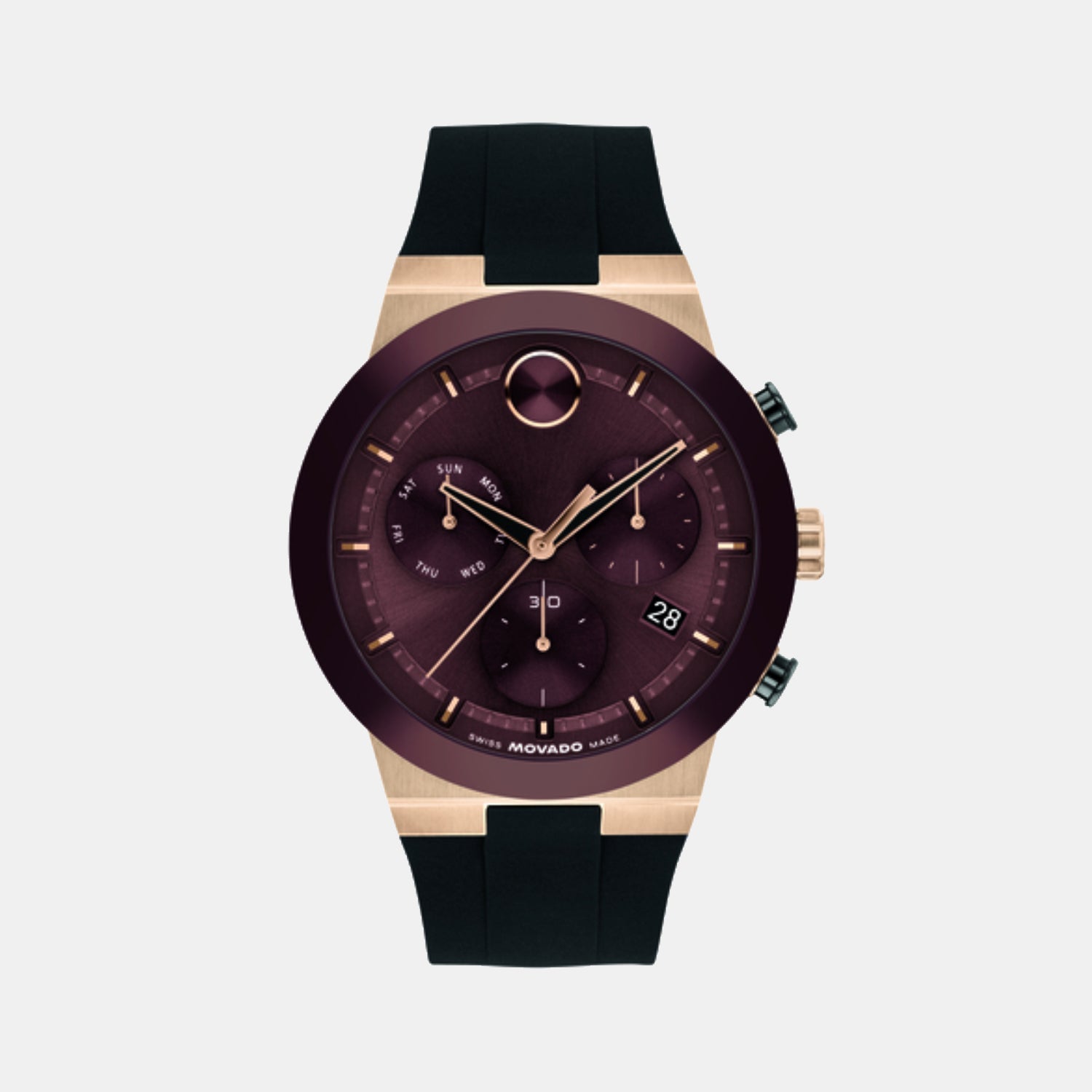 Bold Fusion Men Quartz Cherry Dial Chronograph Silicone Watch 3601332