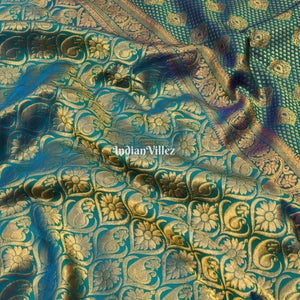 Sea Green Pure Kanjivaram Silk Saree