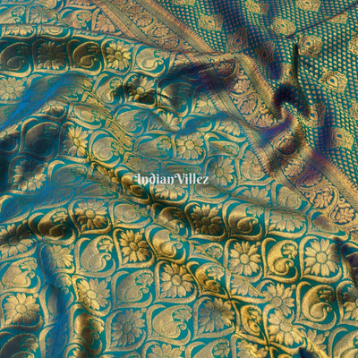 Sea Green Pure Kanjivaram Silk Saree