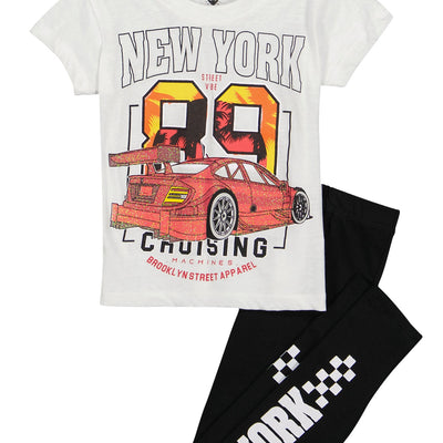Little Girls New York Glitter Graphic Tee and Leggings