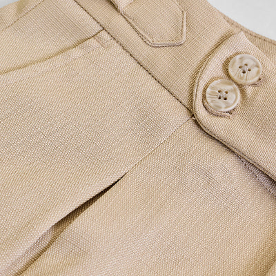Beige Slim Fit Stretch Trousers