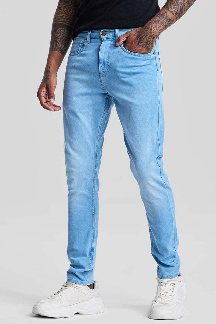 Light Blue Tapered Fit Jeans