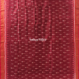 Maroon Red Mayur Chandrika Odisha Ikat Khandua Silk Saree