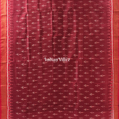 Maroon Red Mayur Chandrika Odisha Ikat Khandua Silk Saree