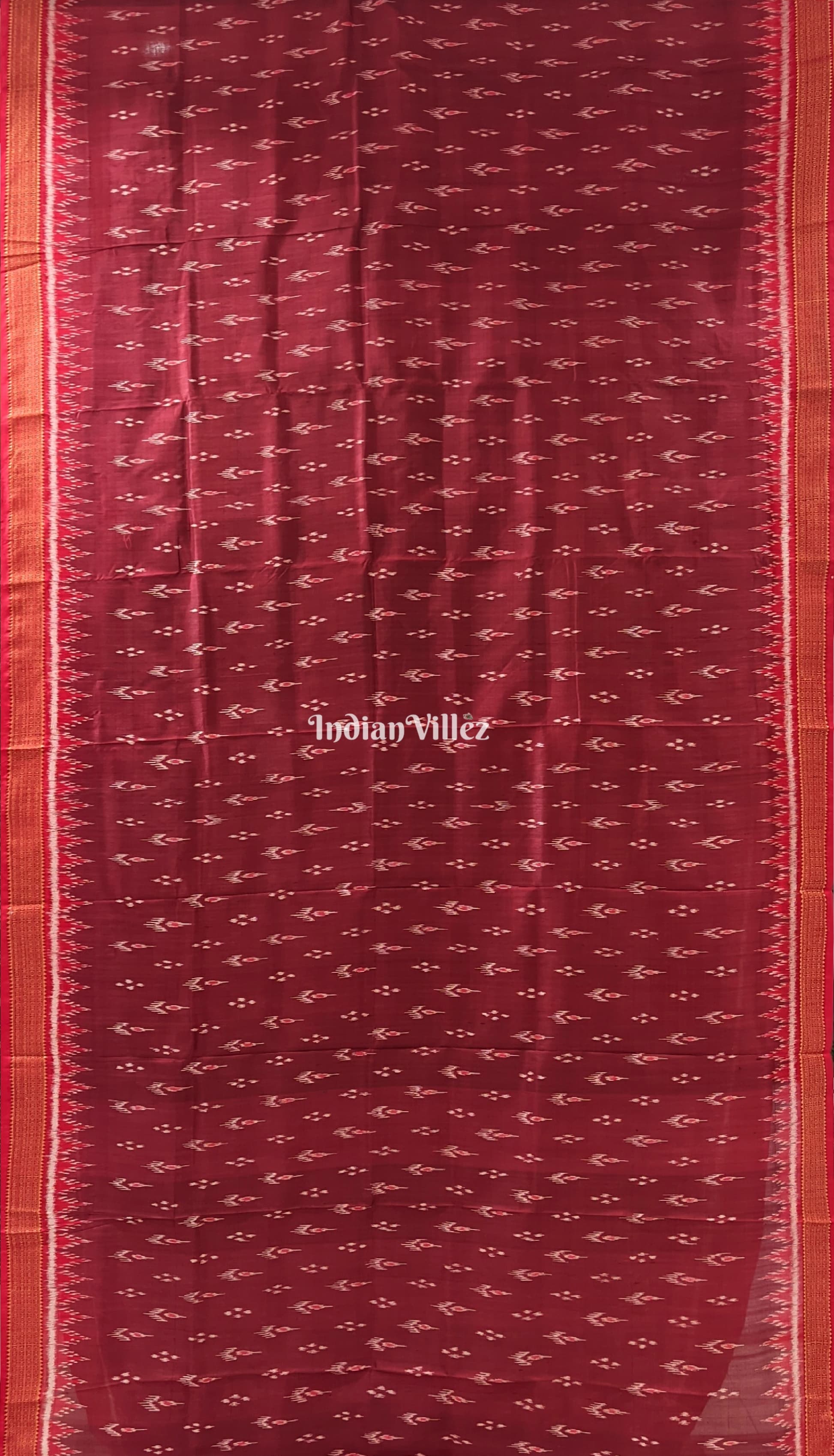 Maroon Red Mayur Chandrika Odisha Ikat Khandua Silk Saree