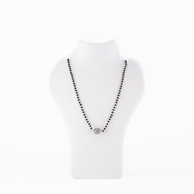 Original Black Beads Mangal Sutra with Silver Circular Pendant for Women