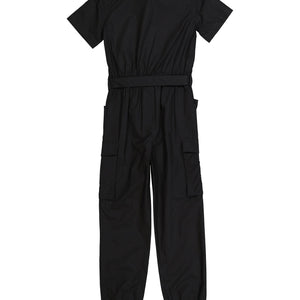 Girls Tie Waist Belted Strappy Cargo Jumpsuit