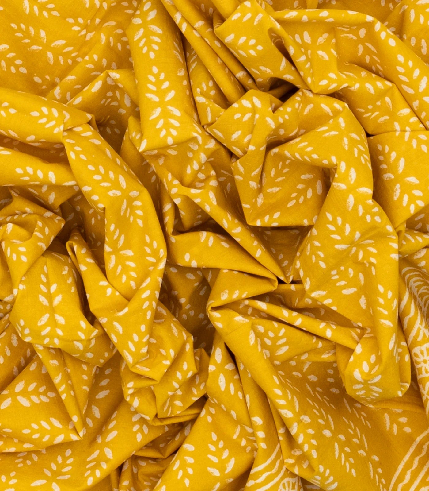 Mustard Woven Jaipur Cotton Saree With White Printed Floral Motifs