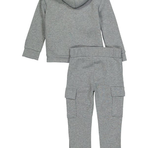 Little Girls Sherpa Lined Zip Front Hoodie and Cargo Joggers