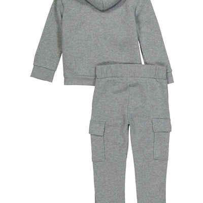 Little Girls Sherpa Lined Zip Front Hoodie and Cargo Joggers