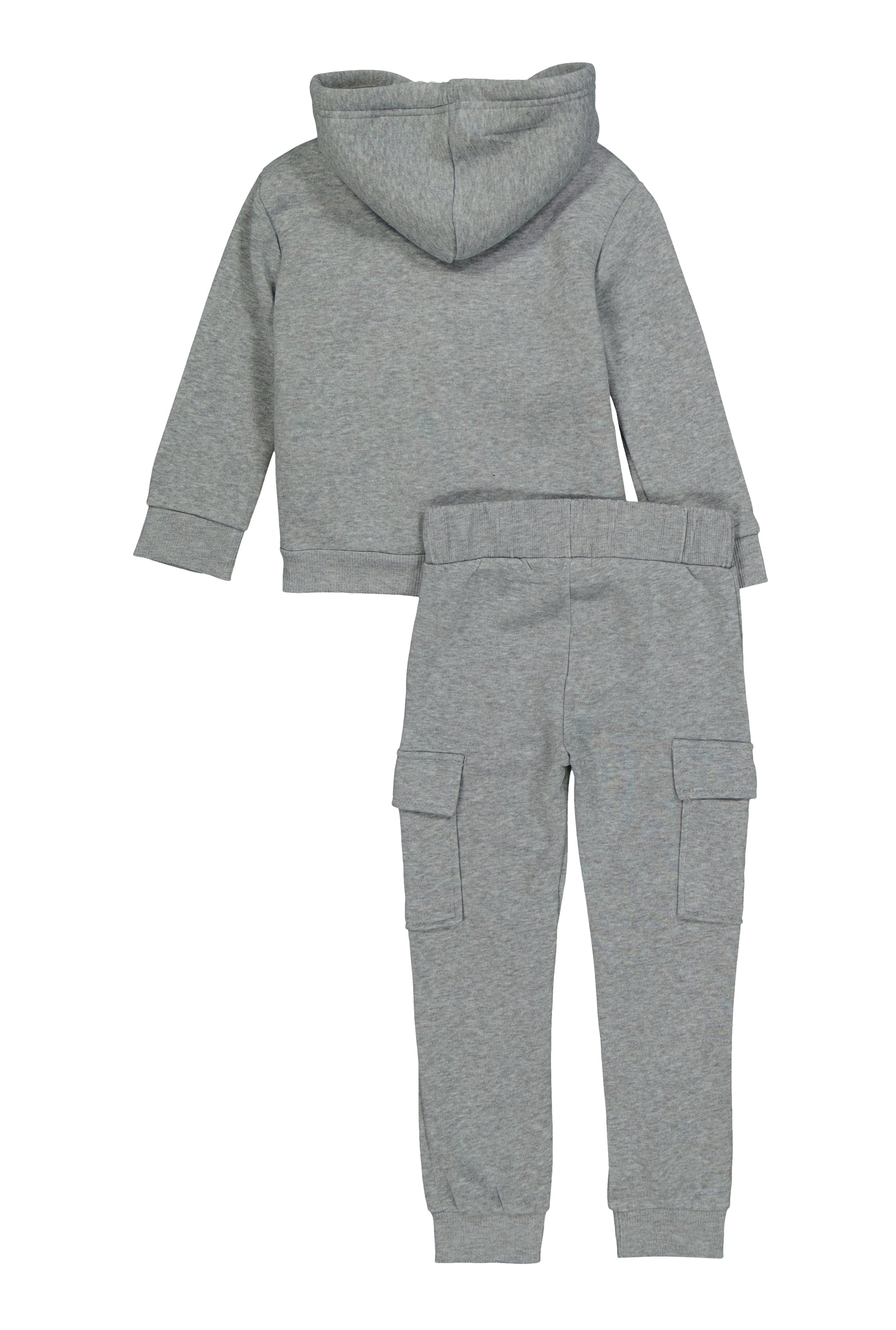 Little Girls Sherpa Lined Zip Front Hoodie and Cargo Joggers