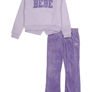 Girls Bebe Pullover Sweatshirt and Velour Pants
