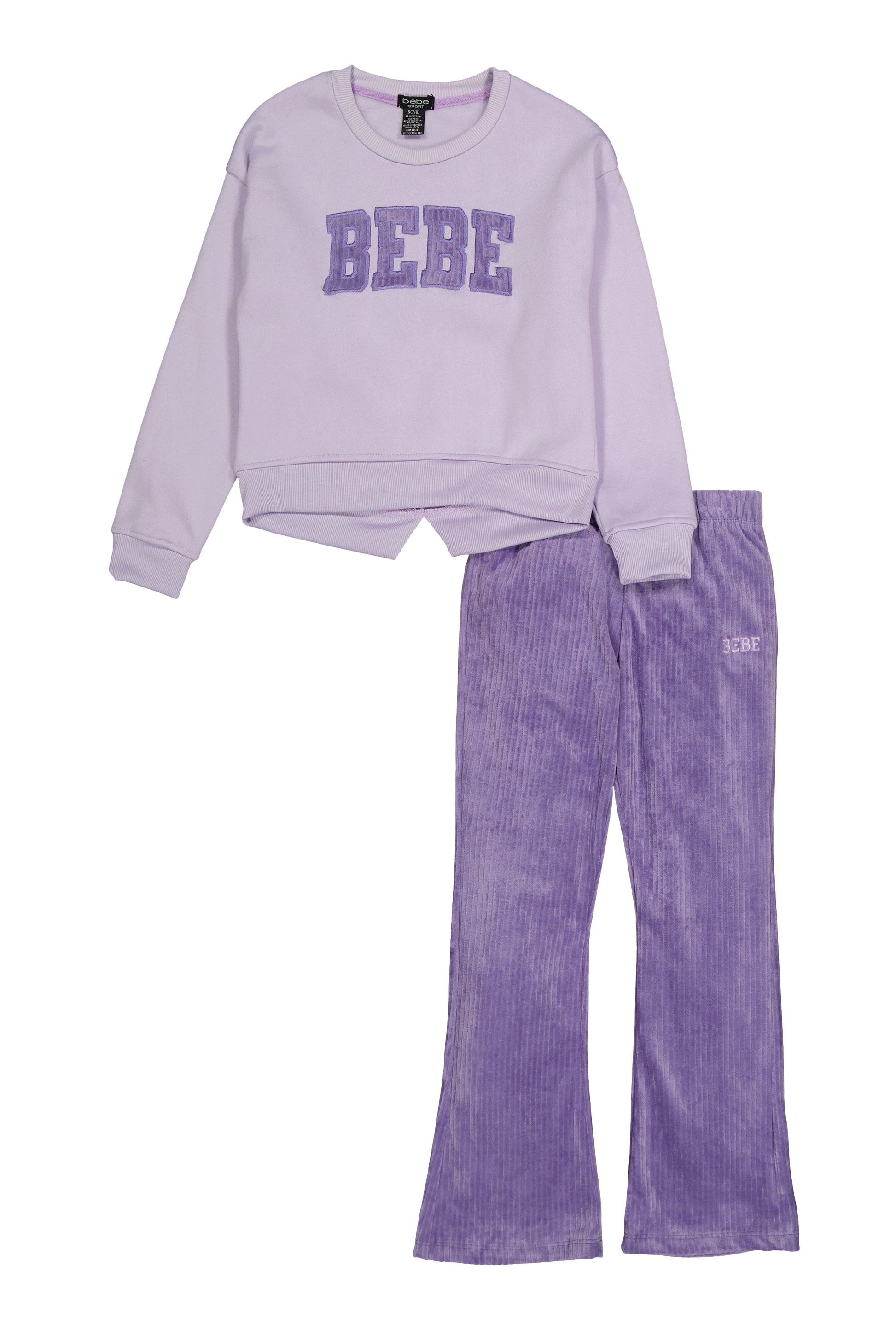 Girls Bebe Pullover Sweatshirt and Velour Pants